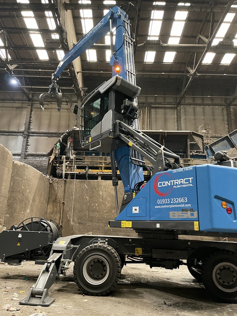 Electric Terex Fuchs Material Handler on site